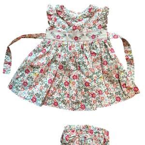 Iris & Ivy Multicolor Floral Cotton Smocked & Embroidered Baby Girl‘s Dress 3-6M